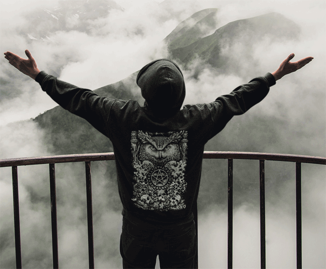 ZIPPER D-OWL BLACK UNI