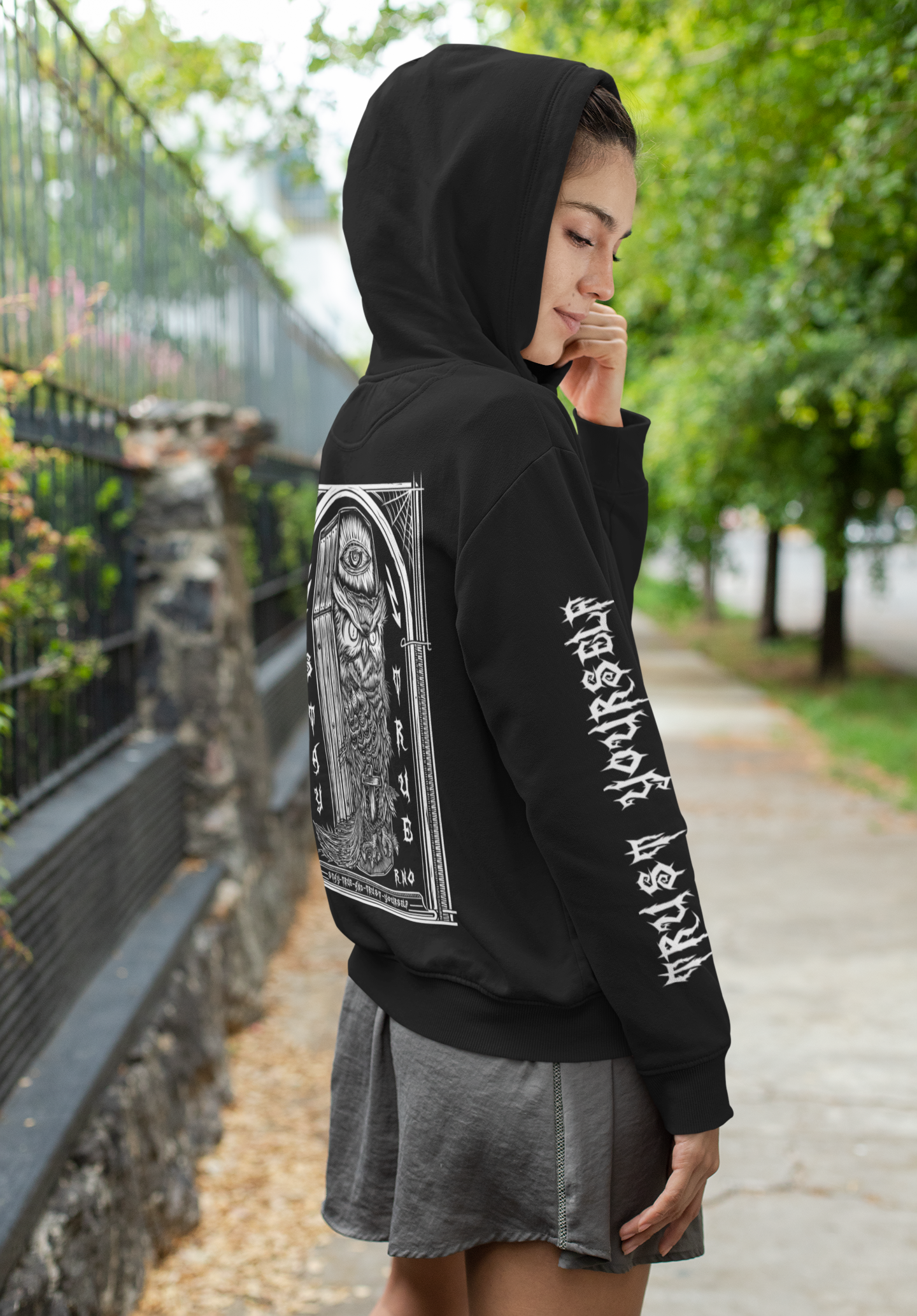 HOODIE COWLFFIN ARMPRINTS BLACK UNI