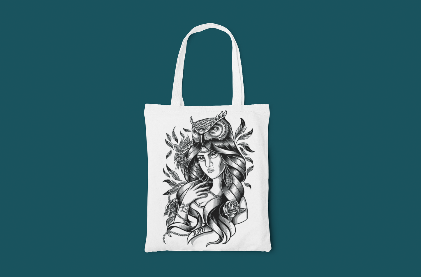 STOFFBEUTEL MRSLADYOWL WHITE