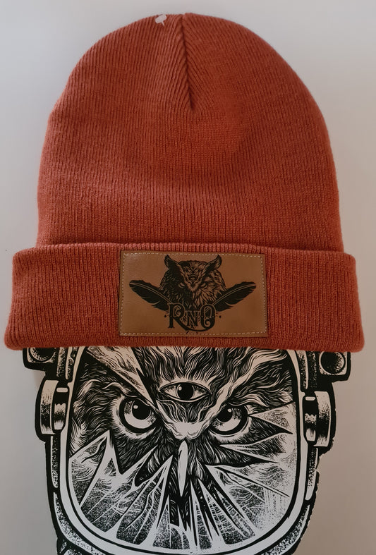 BEANIE FEATHER VEGAN LEATHER ORANGE RUST