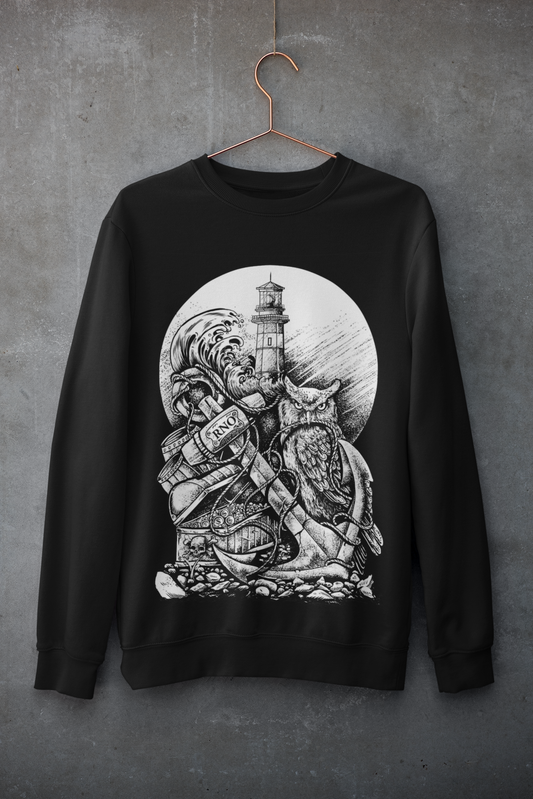 CREWNECK ANCHOR BLACK UNI