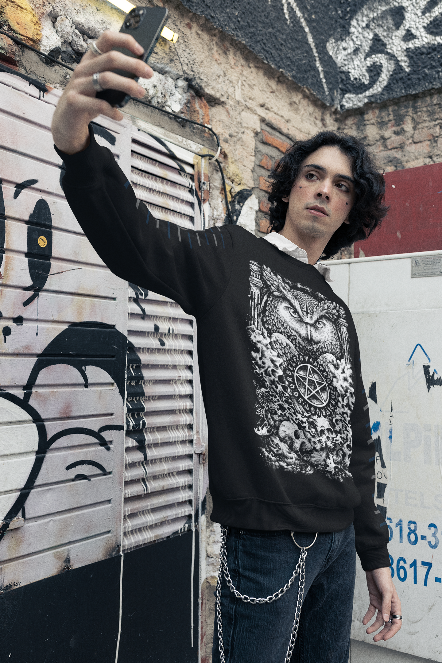 CREWNECK D-OWL BLACK UNI