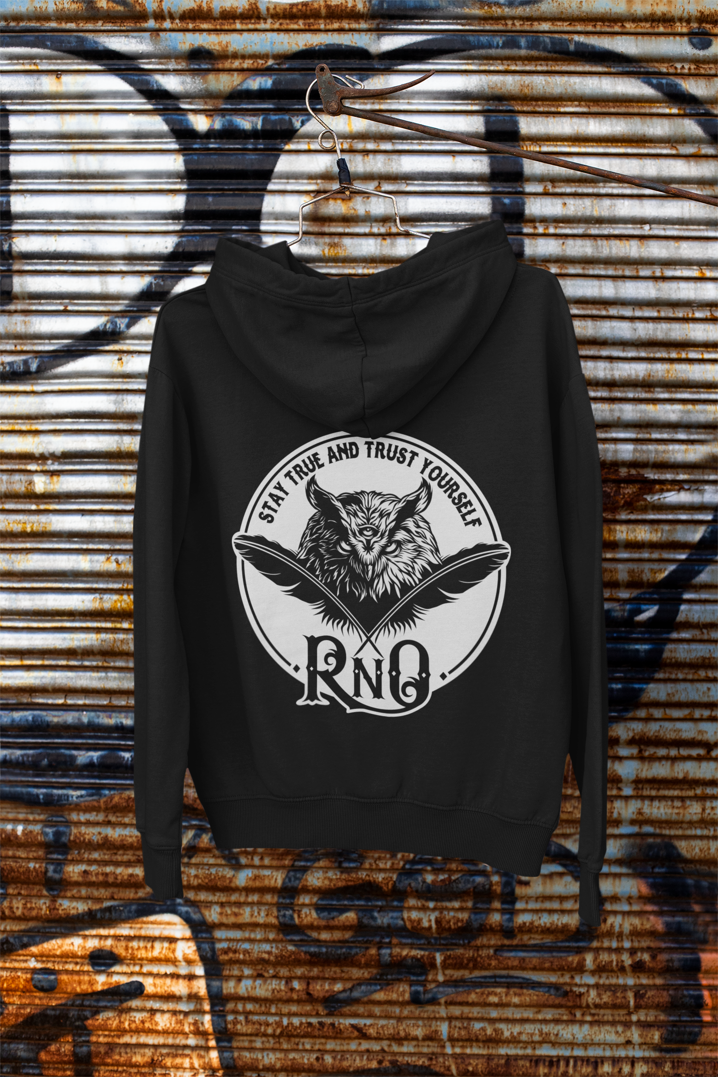 HOODIE FEATHERLOGO BLACK UNI