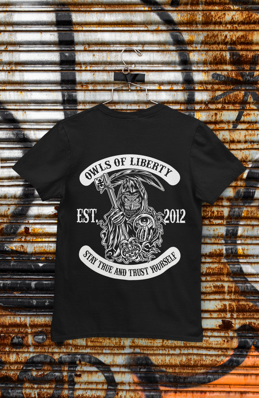 T-SHIRT POCKET OWLS OF LIBERTY UNI BLACK