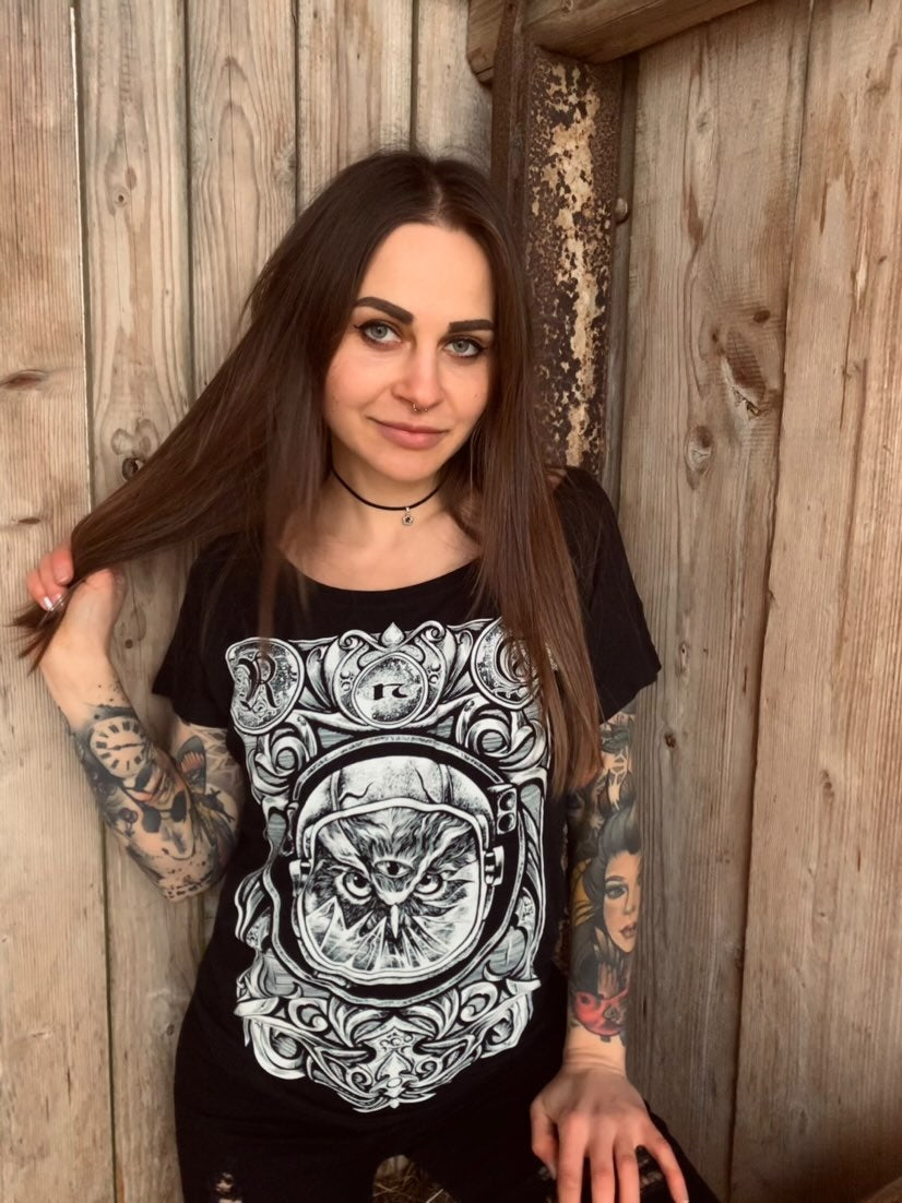 T-SHIRT ASTROOWL LADIES BLACK