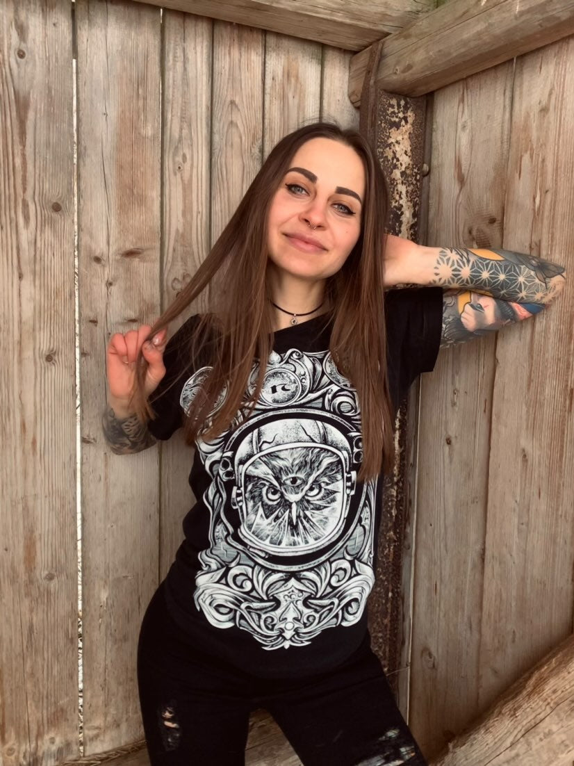 T-SHIRT ASTROOWL LADIES BLACK