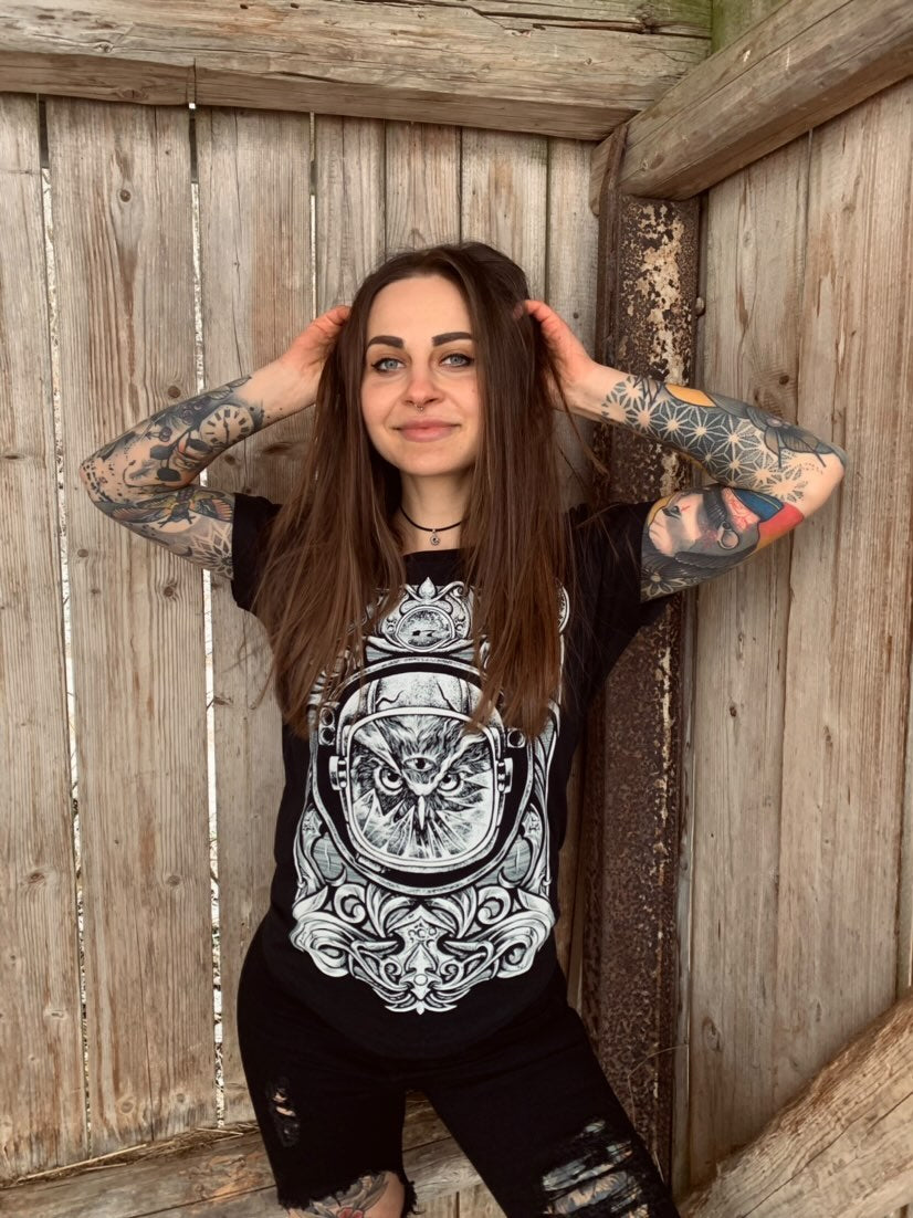 T-SHIRT ASTROOWL LADIES BLACK