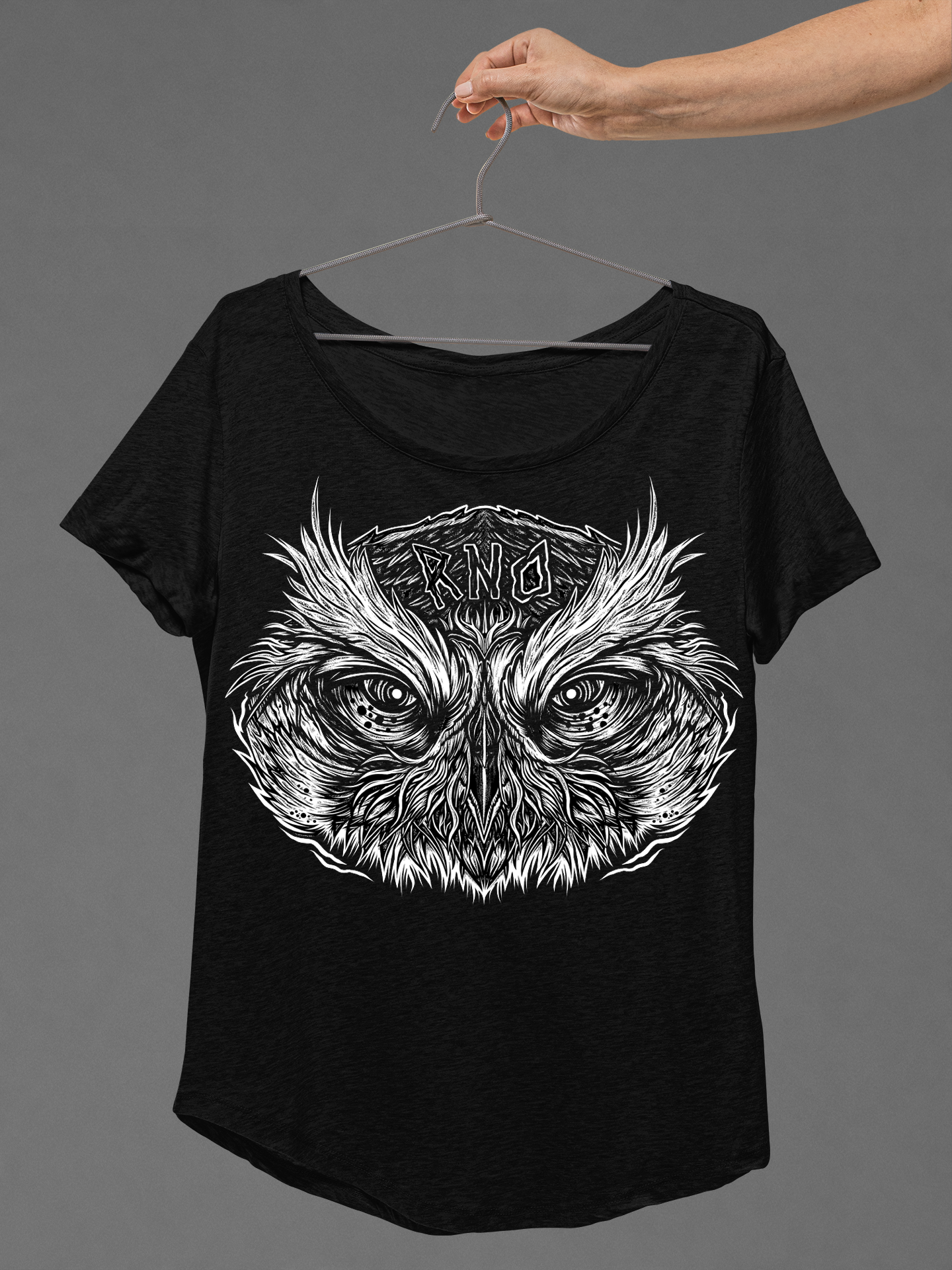 T-SHIRT BIG OWL LADIES BLACK