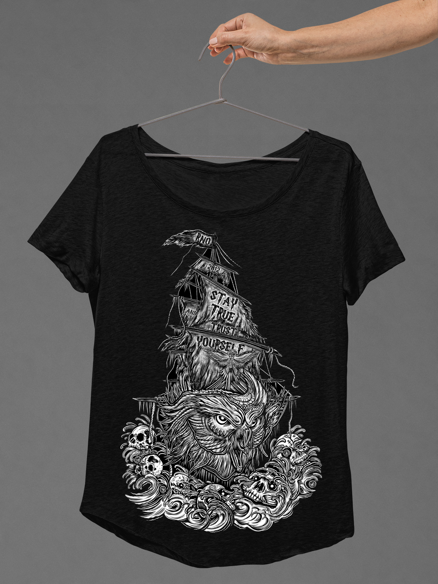 T-SHIRT BLACK OWL LADIES BLACK