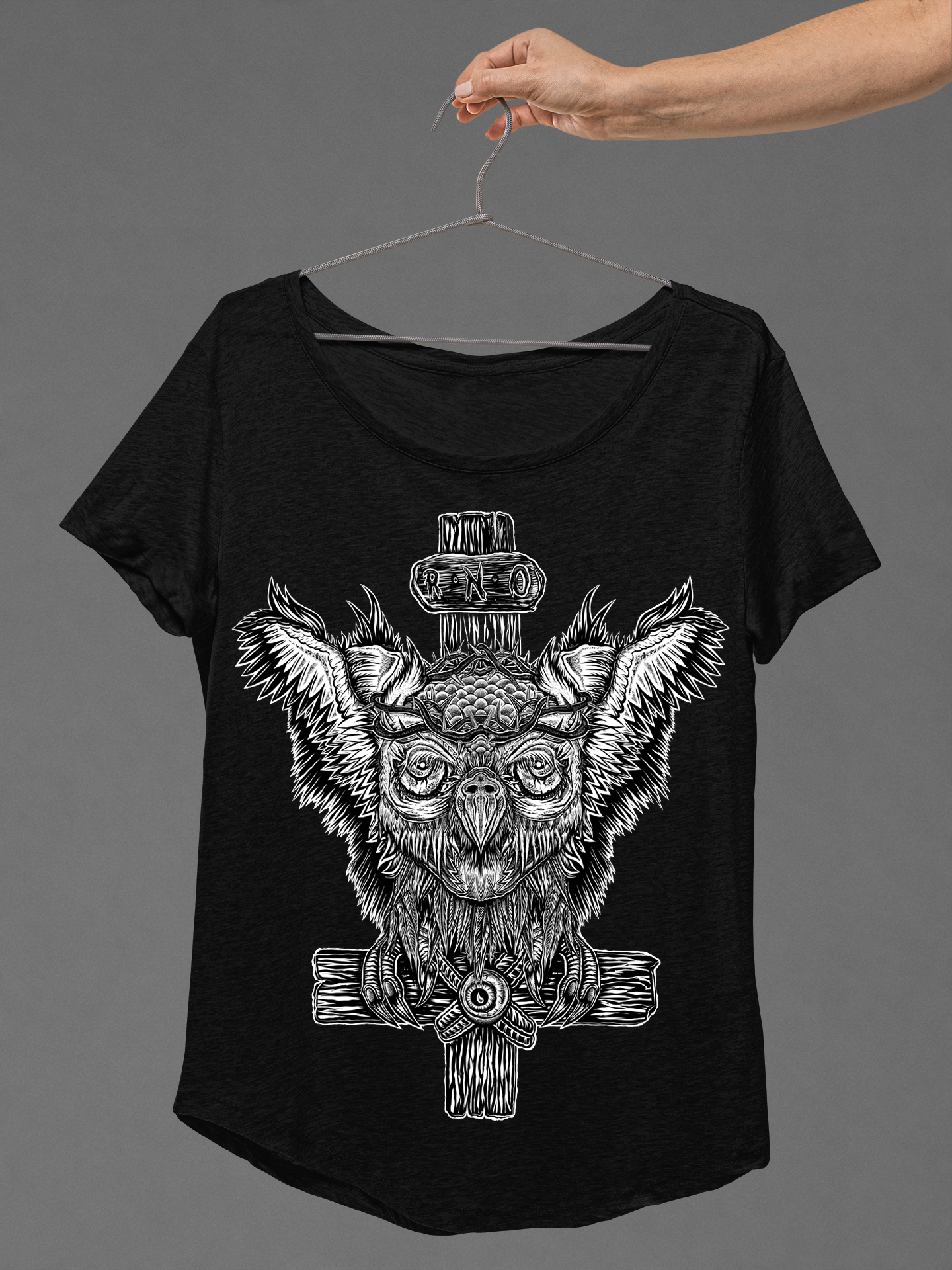 T-SHIRT CROSSED LADIES BLACK