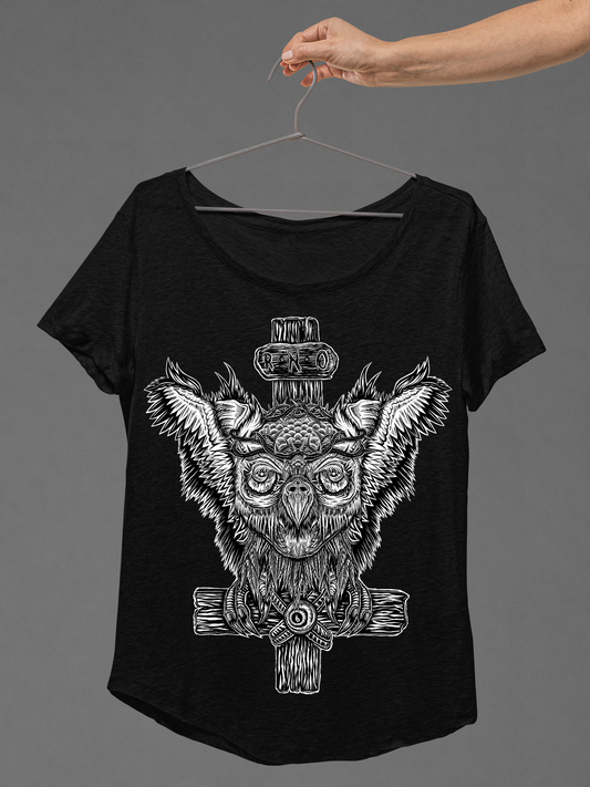 T-SHIRT CROSSED LADIES BLACK