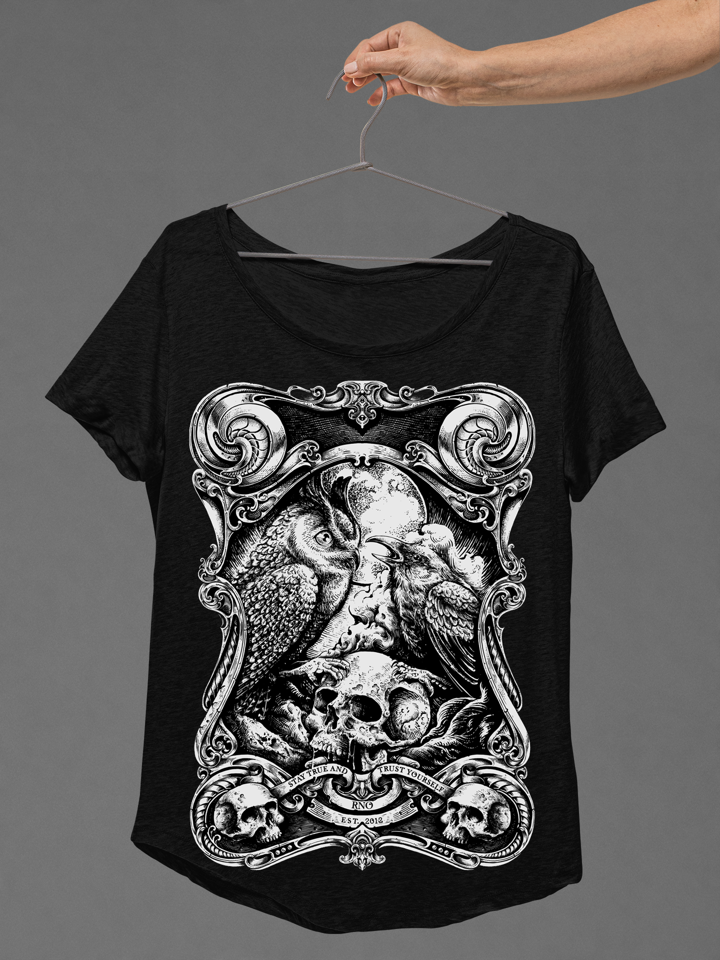 T-SHIRT CROWL LADIES BLACK