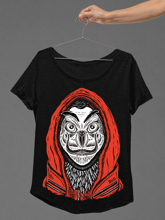 T-SHIRT HOUSE OF OWLS LADIES BLACK