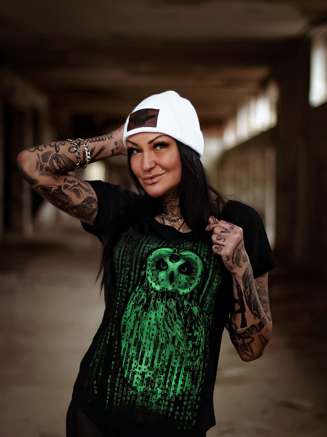 T-SHIRT MATRIX NEOWL LADIES BLACK