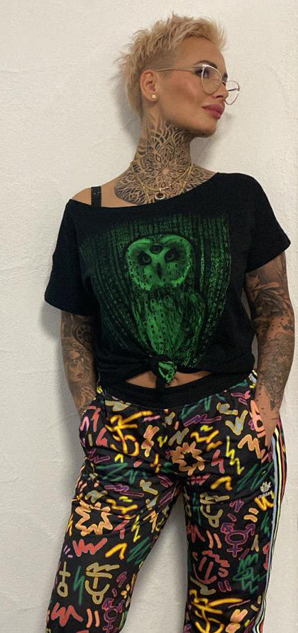 T-SHIRT MATRIX NEOWL LADIES BLACK