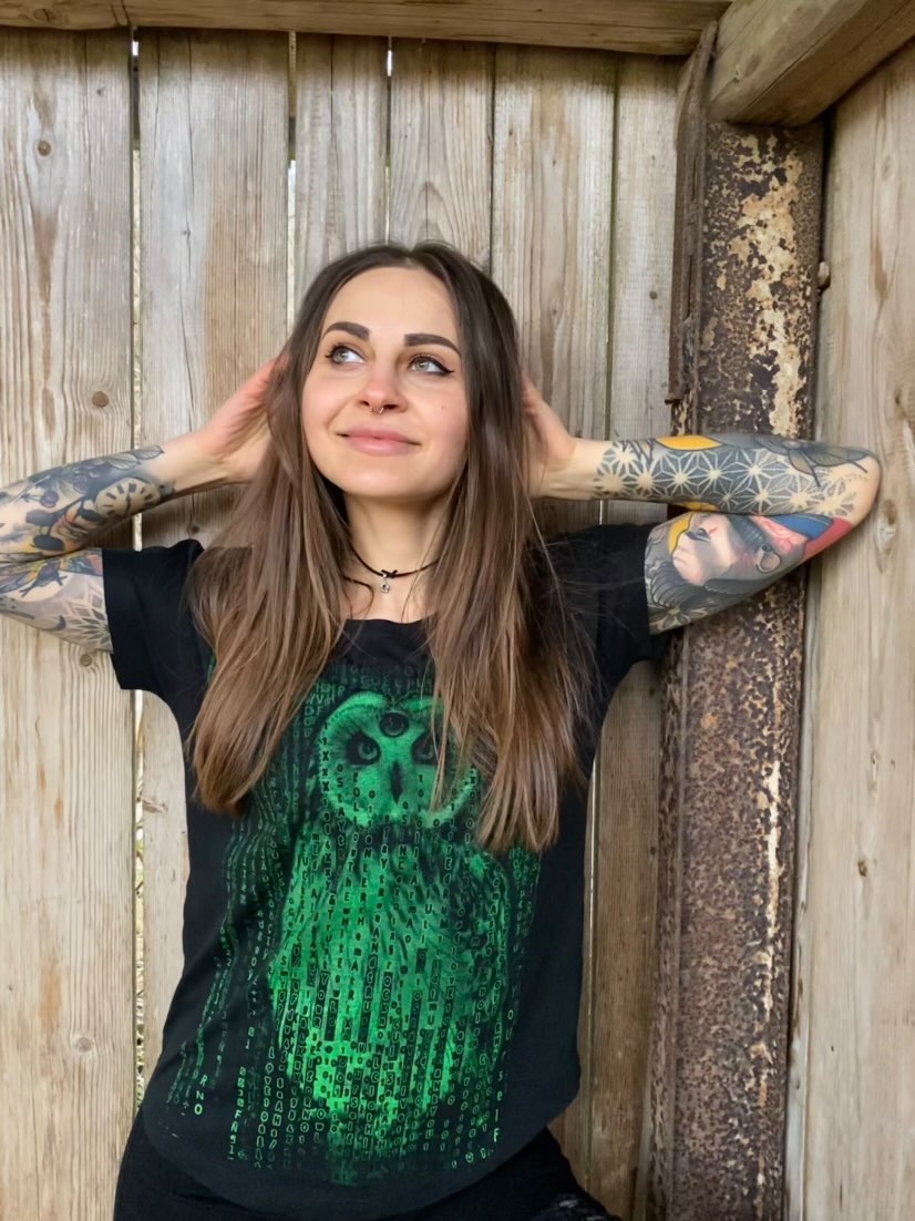 T-SHIRT MATRIX NEOWL LADIES BLACK