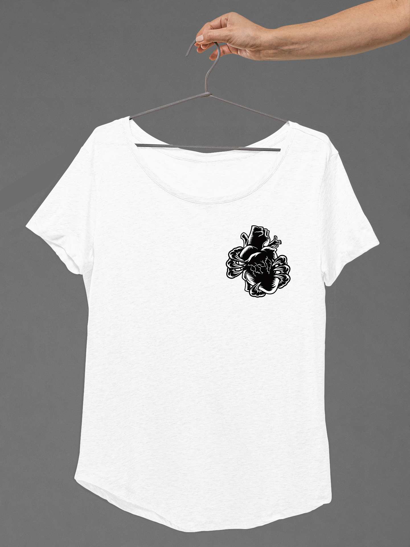 T-SHIRT POCKET OWLHEART LADY WHITE