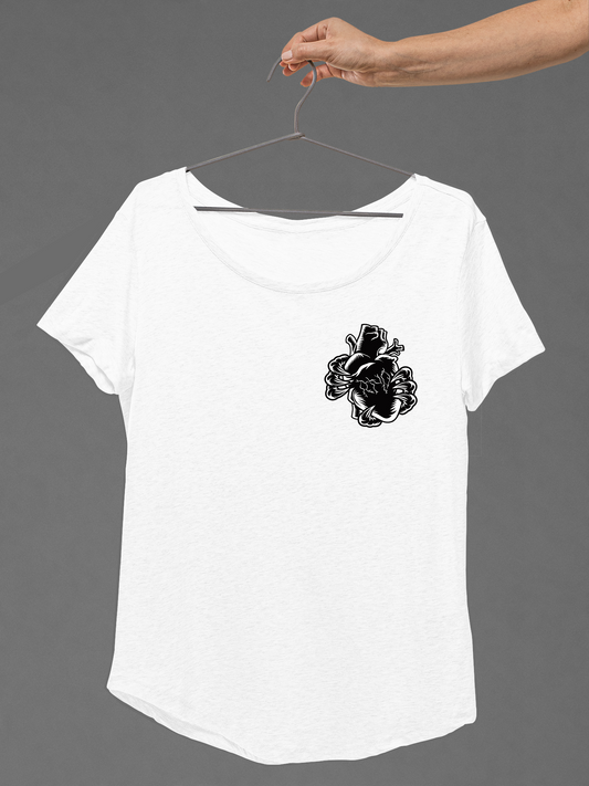 T-SHIRT POCKET OWLHEART LADY WHITE