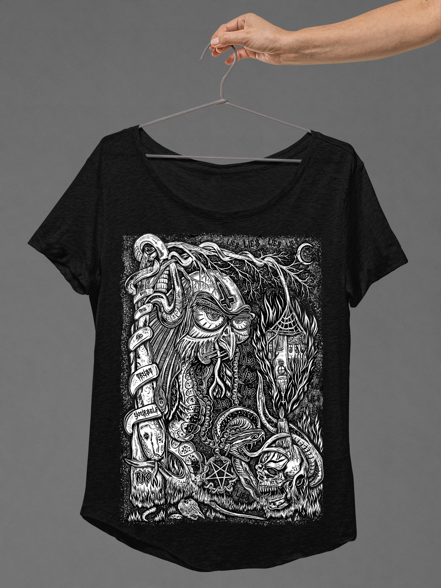 T-SHIRT S-OWL LADIES BLACK