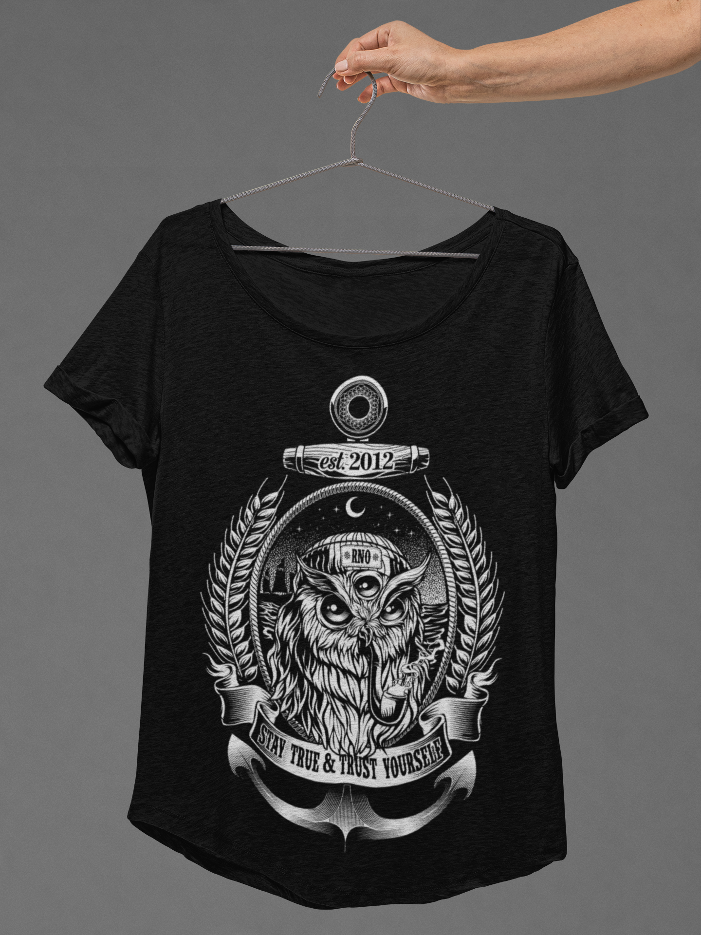 T-SHIRT SAILOROWL LADIES BLACK