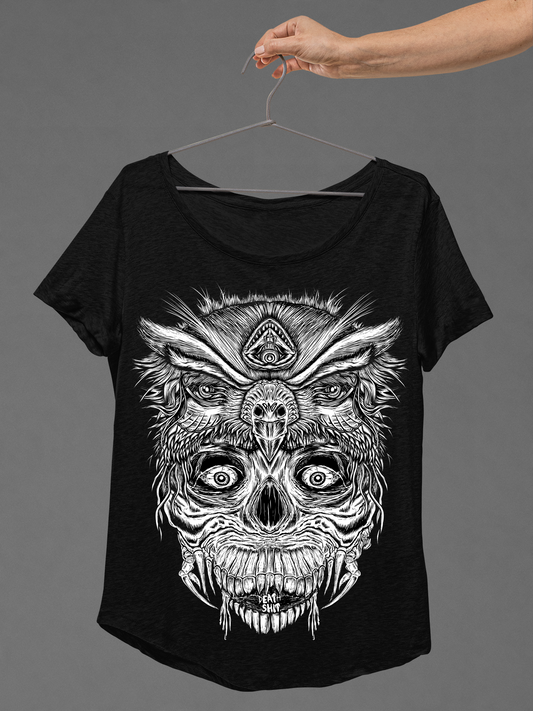 T-SHIRT SKOWLHEAD LADIES BLACK