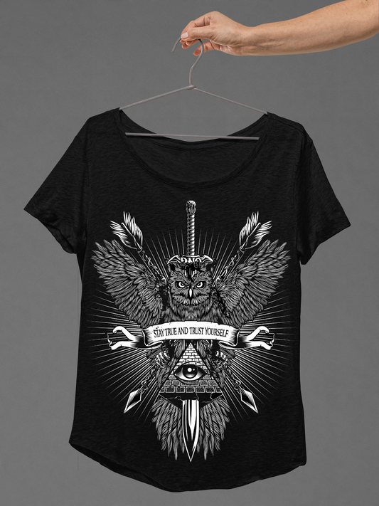 T-SHIRT SWORDOWL LADIES BLACK