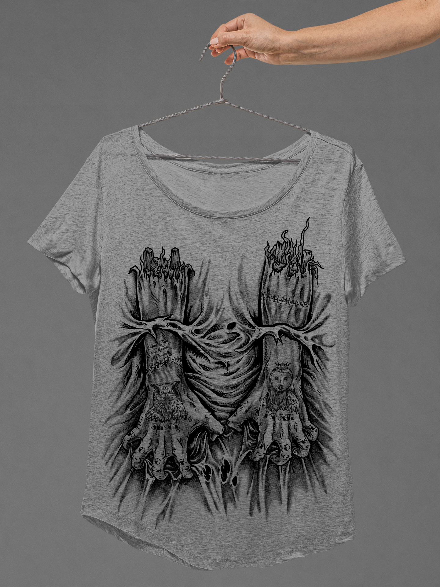 T-SHIRT TATTHANDS LADIES GREY