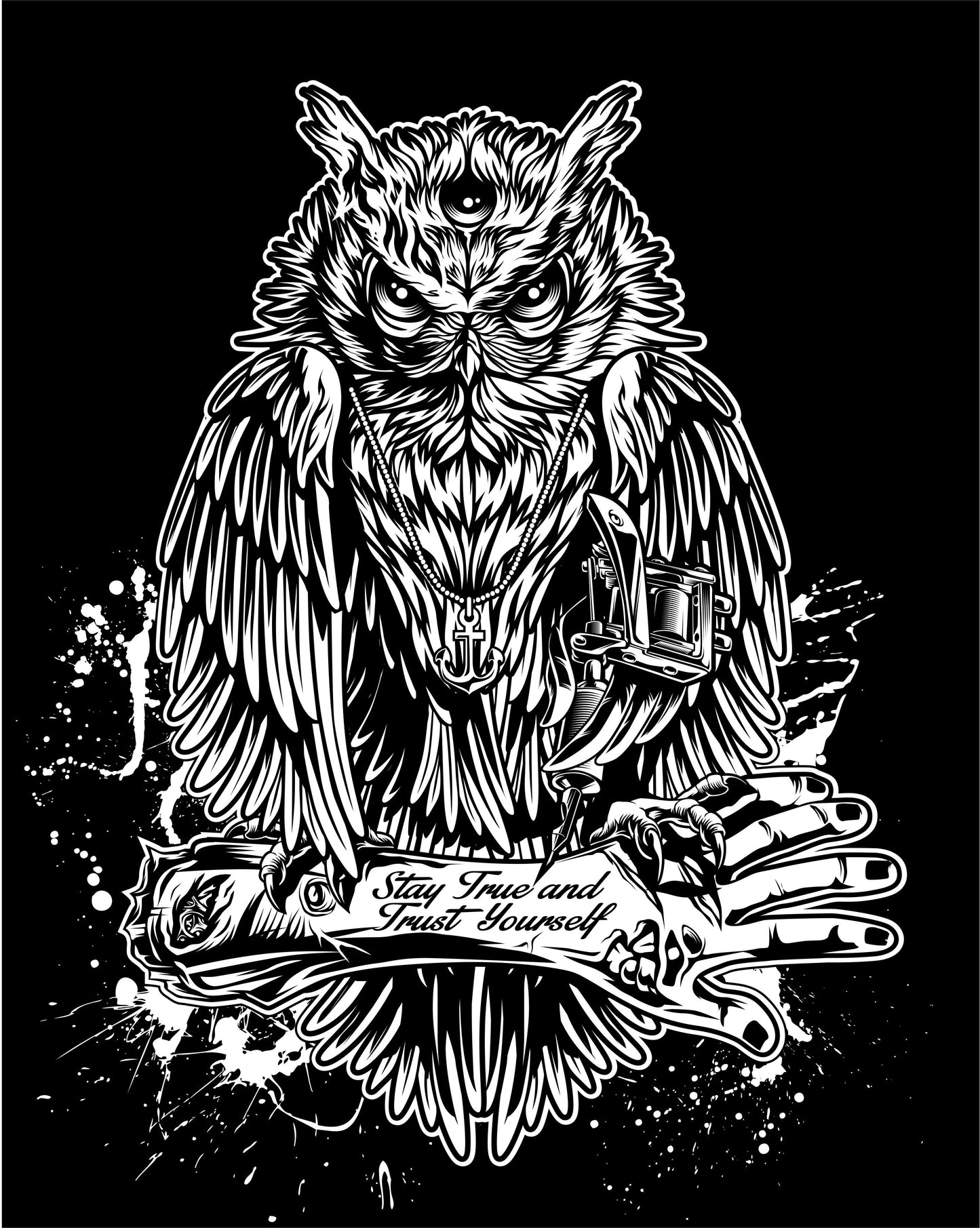 T-SHIRT TATTOOOWL MEN BLACK