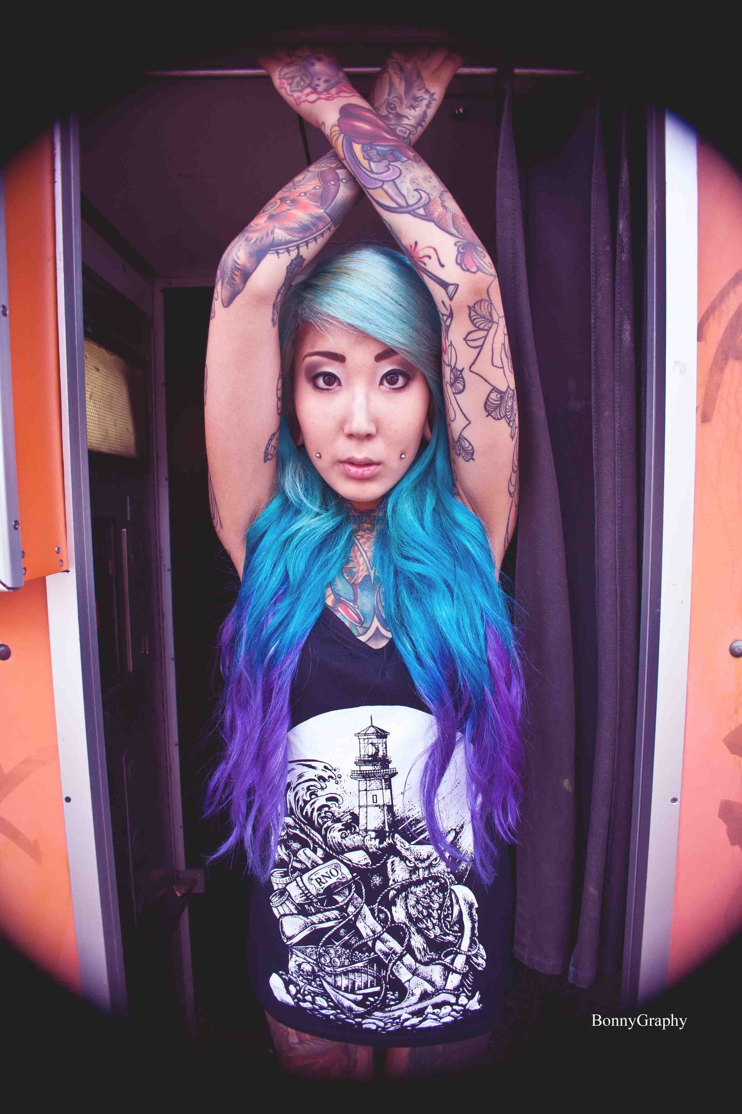 TANKSHIRT LONG ANCHOR LADY BLACK