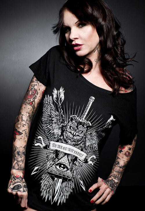 T-SHIRT SWORDOWL LADIES BLACK