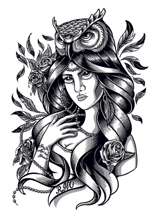 STOFFBEUTEL MRSLADYOWL WHITE