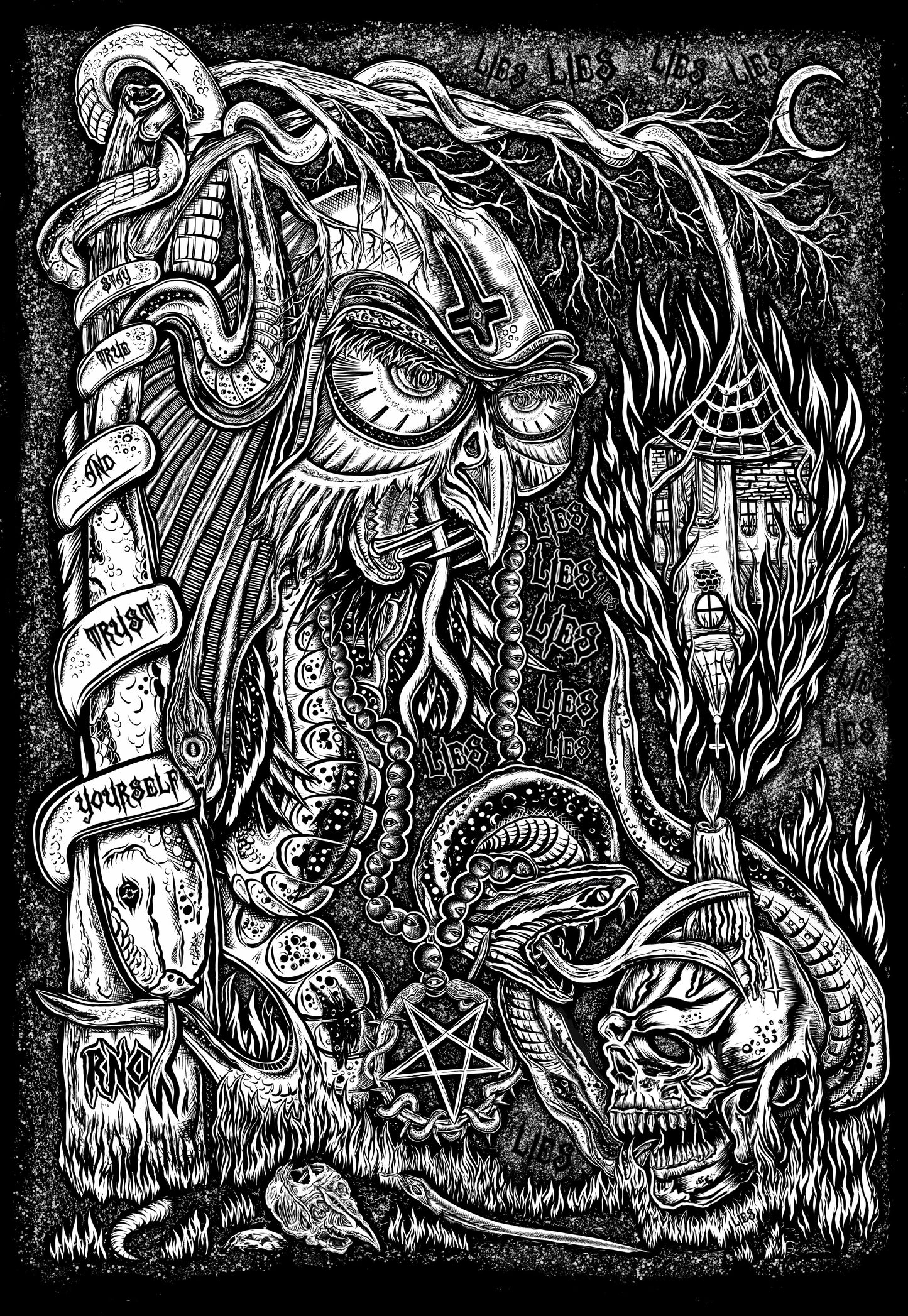 T-SHIRT S-OWL LADIES BLACK