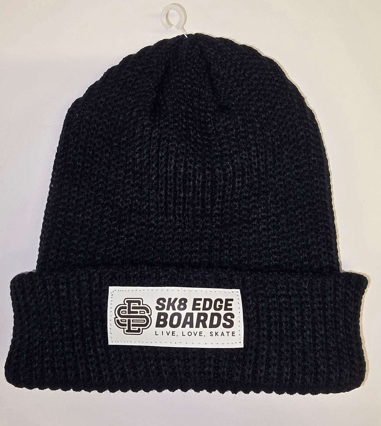 SK8 EDGE BEANIE SE LOGO LIVE LOVE SKATE PATCH WHITE