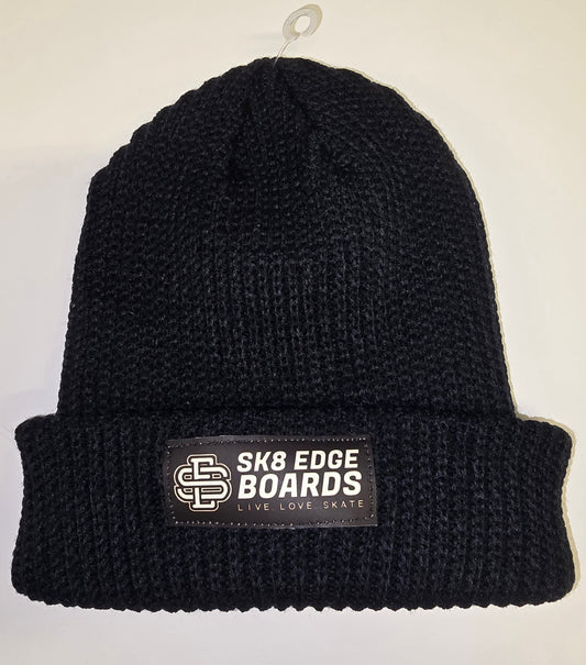 SK8 EDGE BEANIE SE LOGO LIVE LOVE SKATE PATCH BLACK