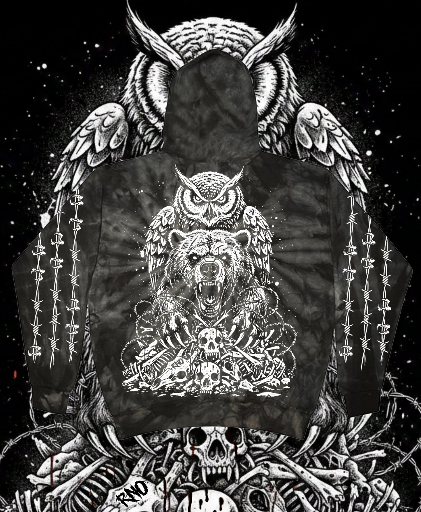 HOODIE BEAOWL UNI SPIDER BLACK