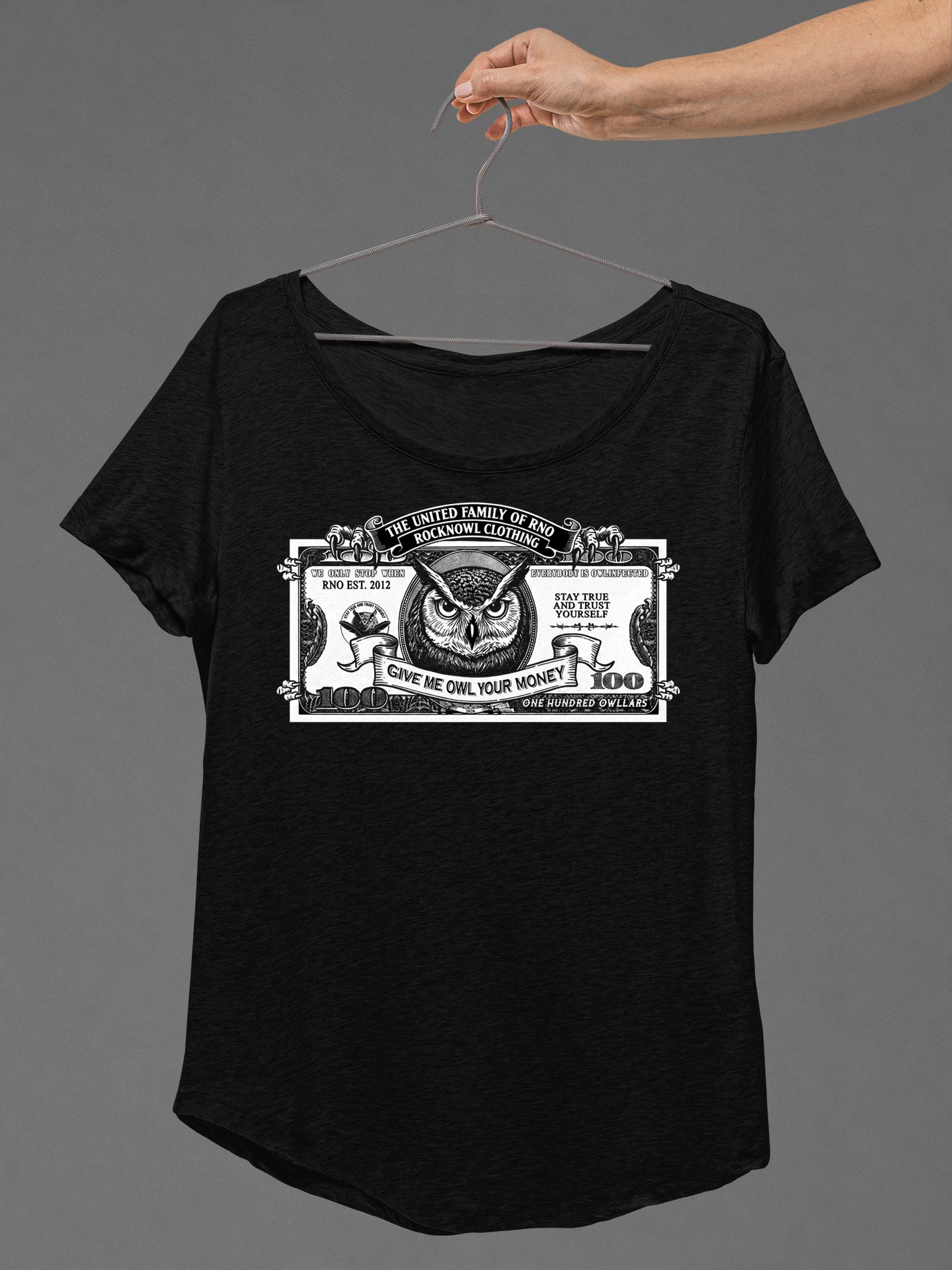 T-SHIRT GIVE ME OWL LADIES BLACK