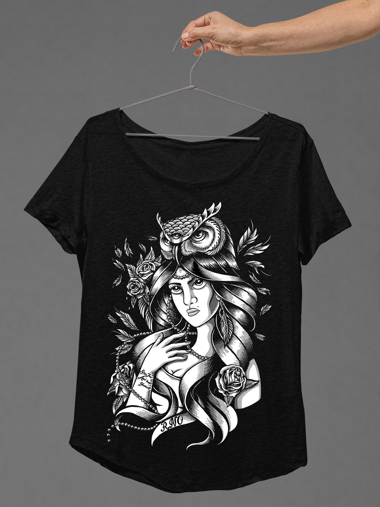 T-SHIRT MRSLADYOWL LADIES BLACK