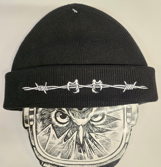 BEANIE FISHERMAN BIOBAUMWOLLE  BARBED WIRE BLACK EMB