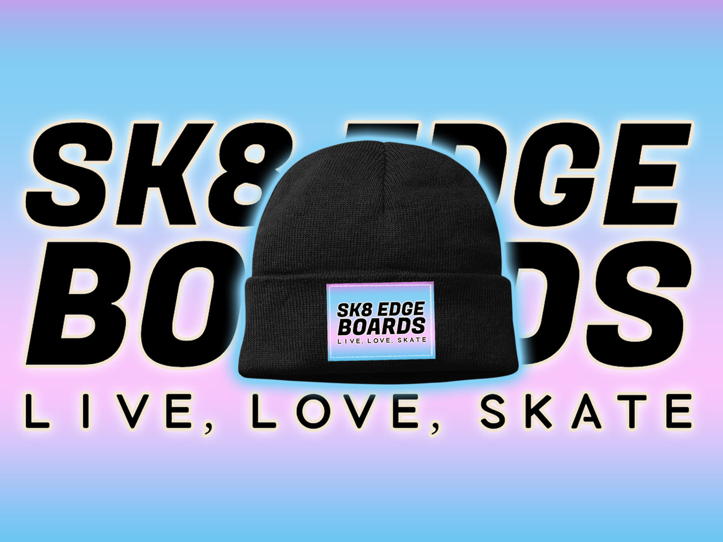 SK8 EDGE BEANIE LIVE LOVE SKATE BLACK